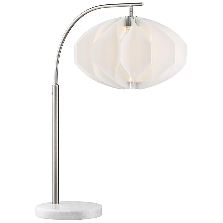 Lite Source Reina Brushed Nickel Arc Desk Lamp w/White Shade