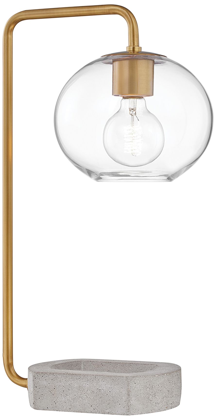 Mitzi Margot Aged Brass Accent Table Lamp with Concrete Base