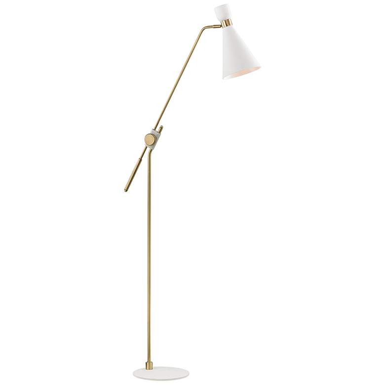 Image 3 Mitzi Willa Aged Brass and White Adjustable Arm Floor Lamp