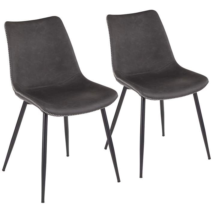 Durango Gray Faux Leather Dining Chairs, Gray Leather Chairs