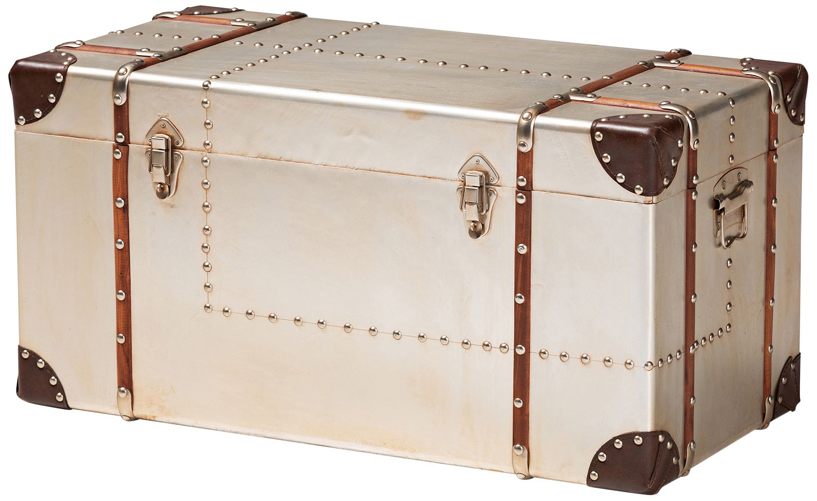 Baxton Studio Bechet Silver Metal Storage Trunk