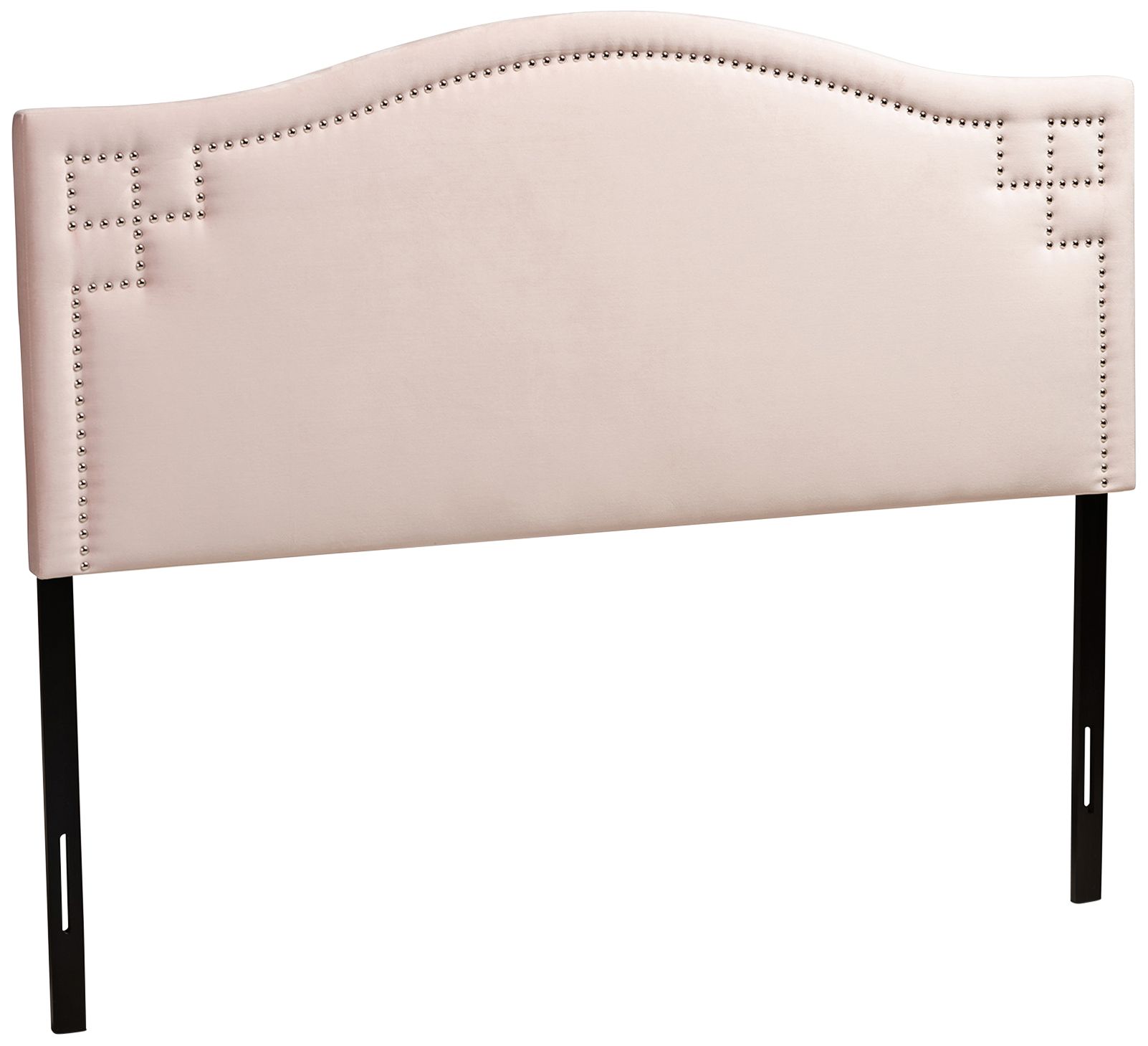 Aubrey Light Pink Velvet Fabric Upholstered Queen Headboard