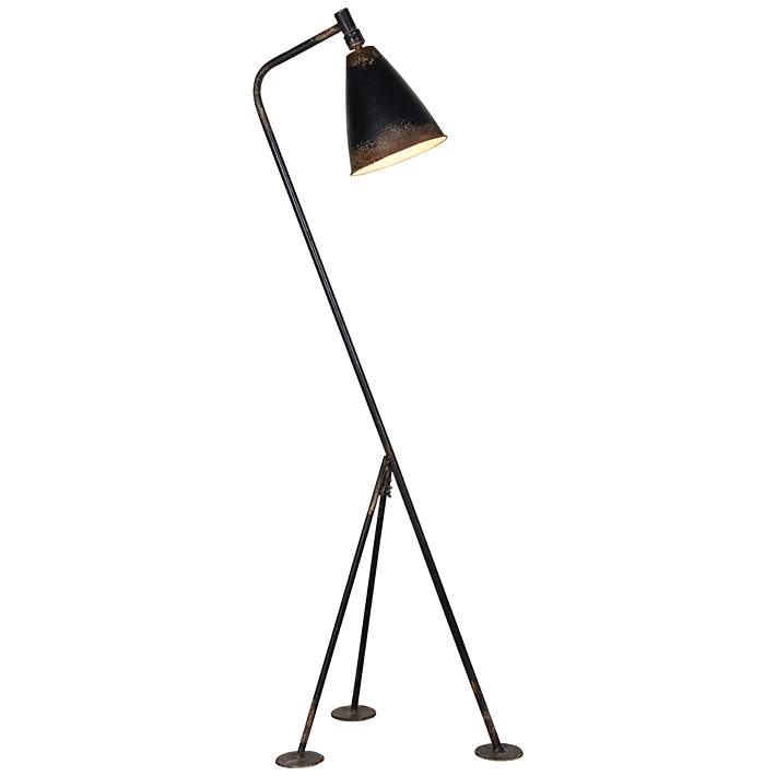 Forty West Jennings Rustic Black Modern Tripod Floor Lamp 69x84