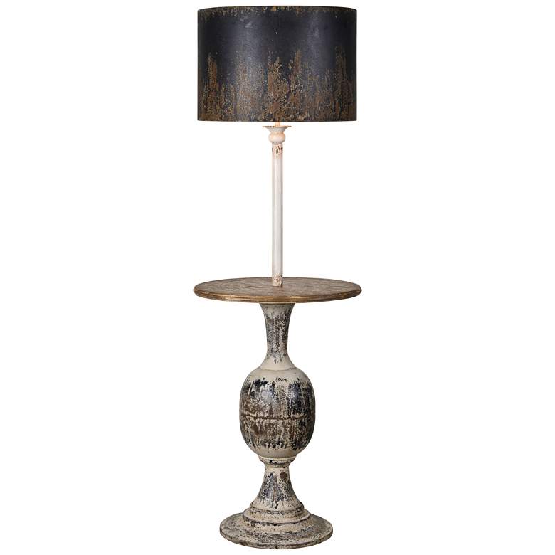 Image 2 Jenson Rustic Black and Cream Floor Lamp with Tray Table
