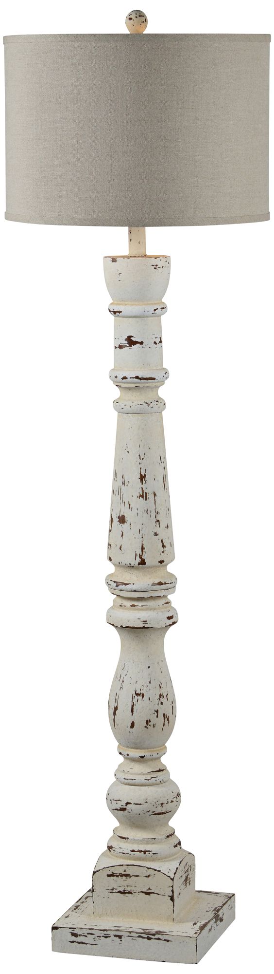 Anna Cottage Farmhouse Distressed White Column Floor Lamp 69Y01   69y01