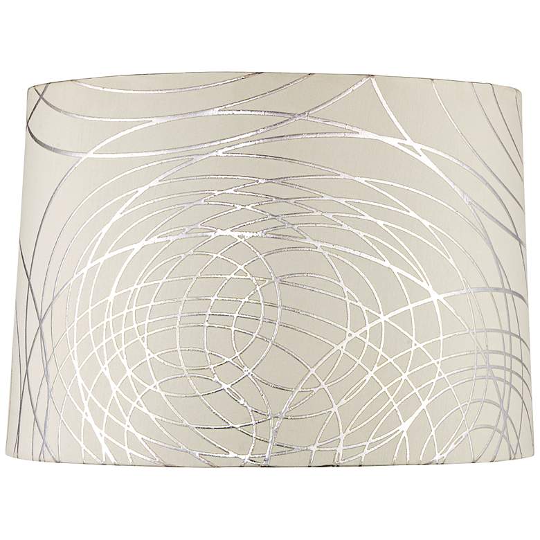 Off-White with Silver Circles Drum Shade 15x16x11 (Spider)