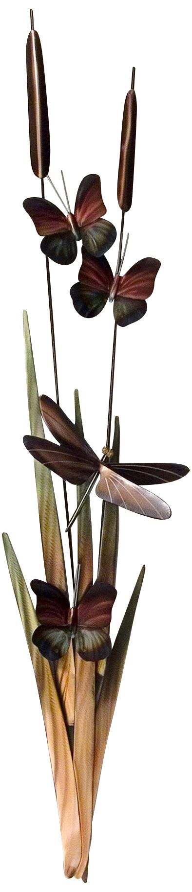 Dragonflies and Cattails 39" High Metal Wall Art