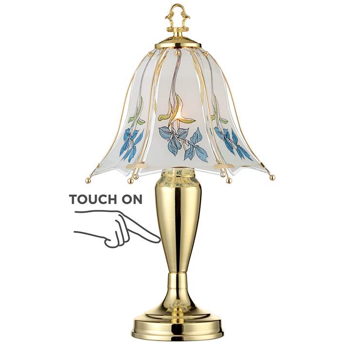 Blue Flower Shade 18 High Touch On Off, Convert Table Lamp To Touch
