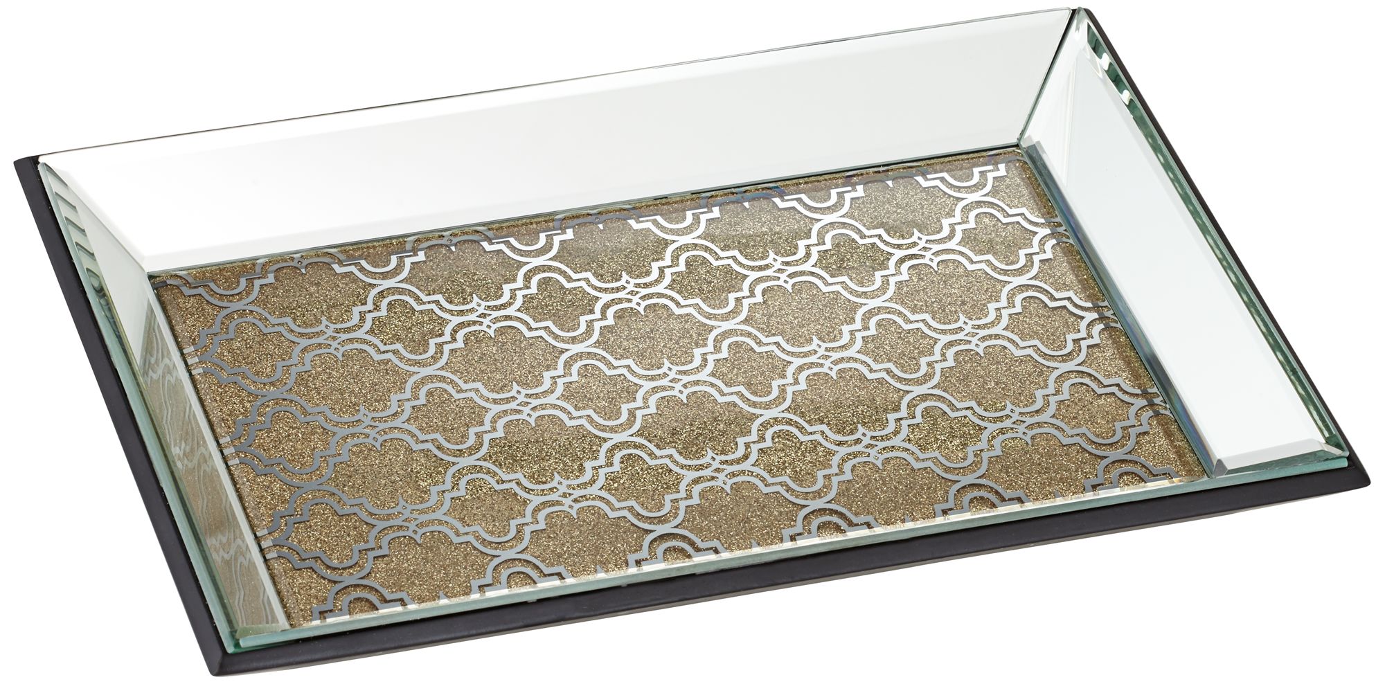 Geometric 12" Wide Gold Mirrored Tray