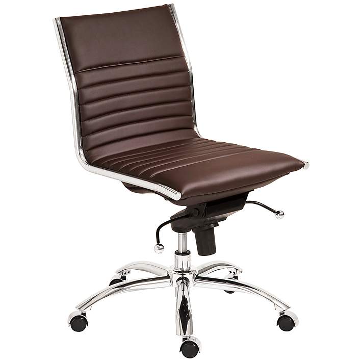 Dirk Low Back Armless Brown Office, Brown Leather Office Chair No Arms