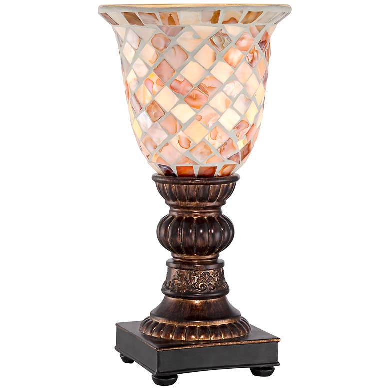 Image 3 Mosaic Ivory Glass 12" High Uplight Accent Lamp