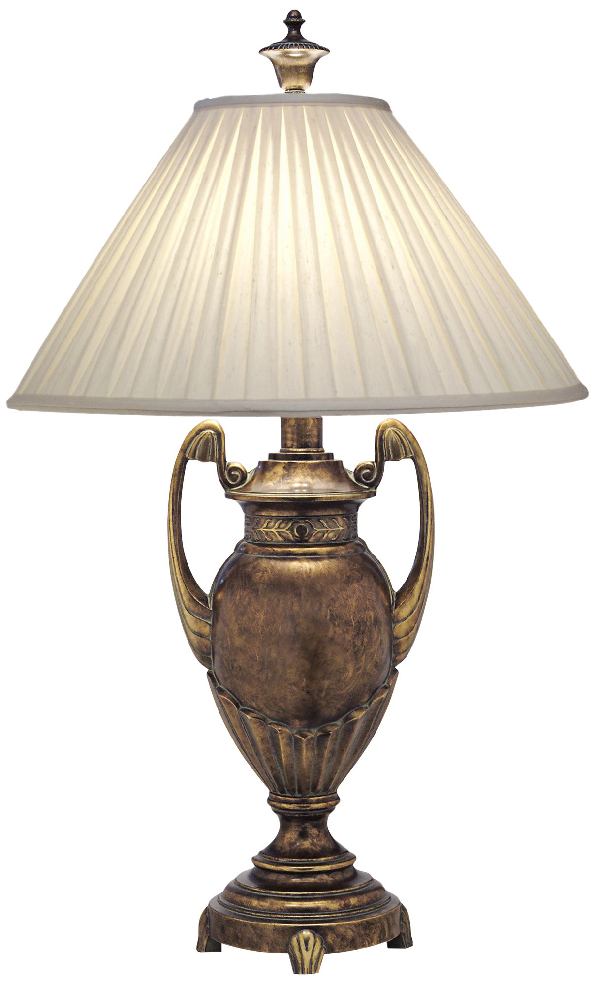 Stiffel Box Pleat Amber Tortoise Shell Urn Table Lamp