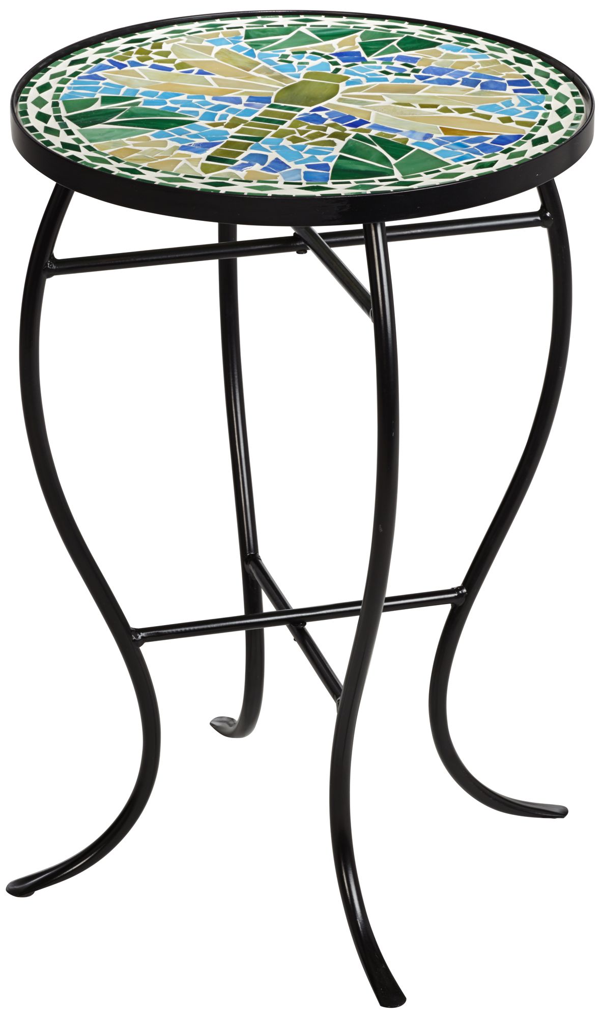 Dragonfly Mosaic Black Iron Outdoor Accent Table 6F094 Lamps Plus