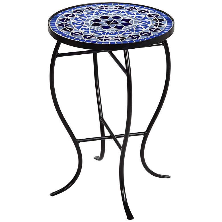 Cobalt Mosaic Black Iron Outdoor Accent Table - #6F095 ... Cobalt Mosaic Black Iron Outdoor Accent Table - #6F095 ... on Outdoor Living Iron Mosaic id=51531