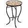 Mother of Pearl Mosaic Black Iron Outdoor Accent Table