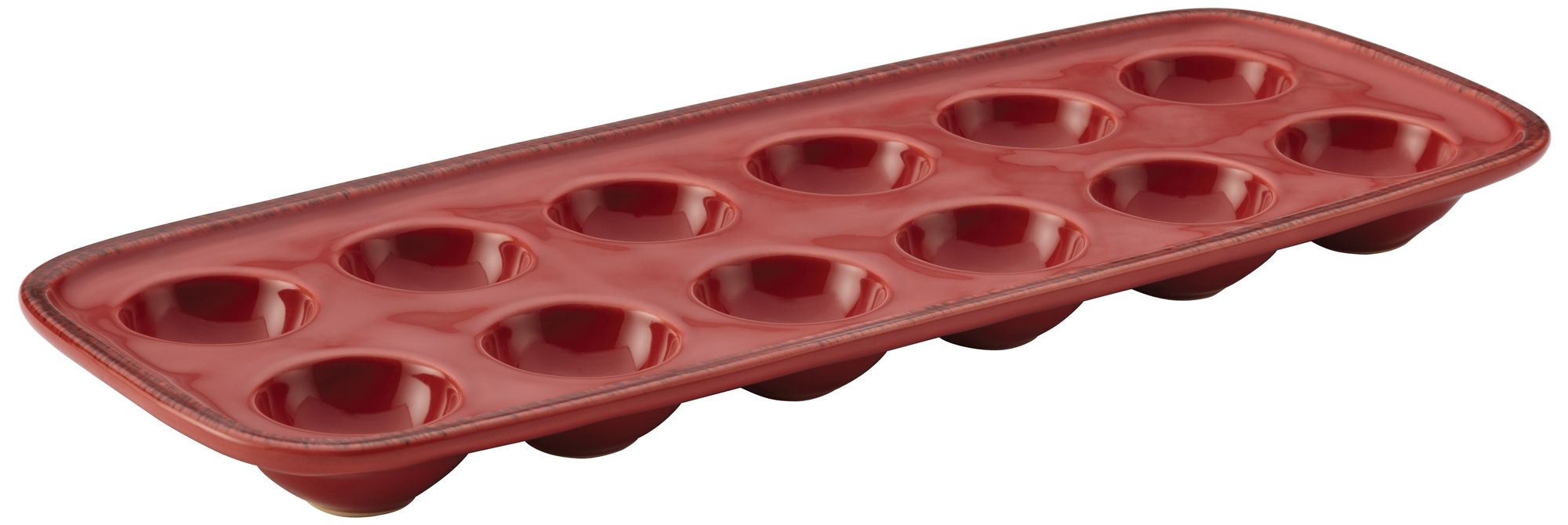 Rachael Ray Cucina 15 1/4" Cranberry Red Stoneware Egg Tray