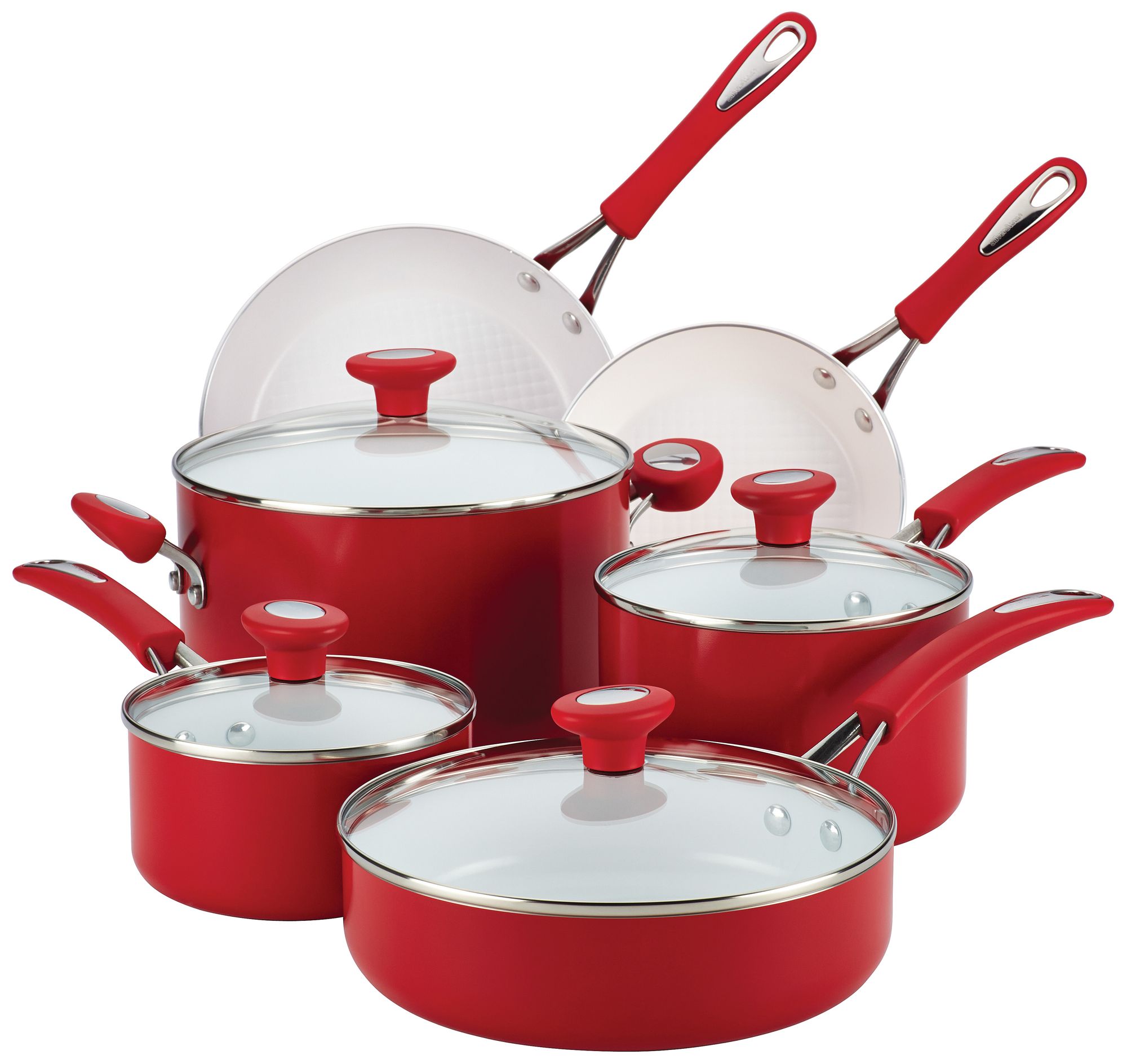 SilverStone Chili Red Ceramic 12-Piece Cookware Set