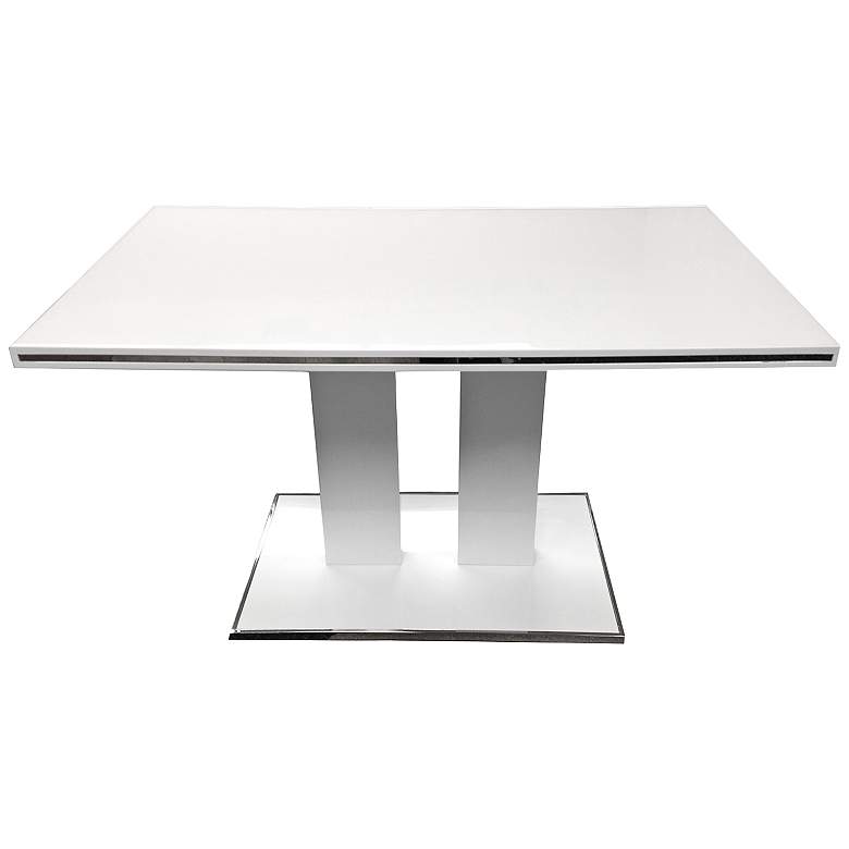 Amanda 53&quot; Wide White Lacquer Modern Dining Table