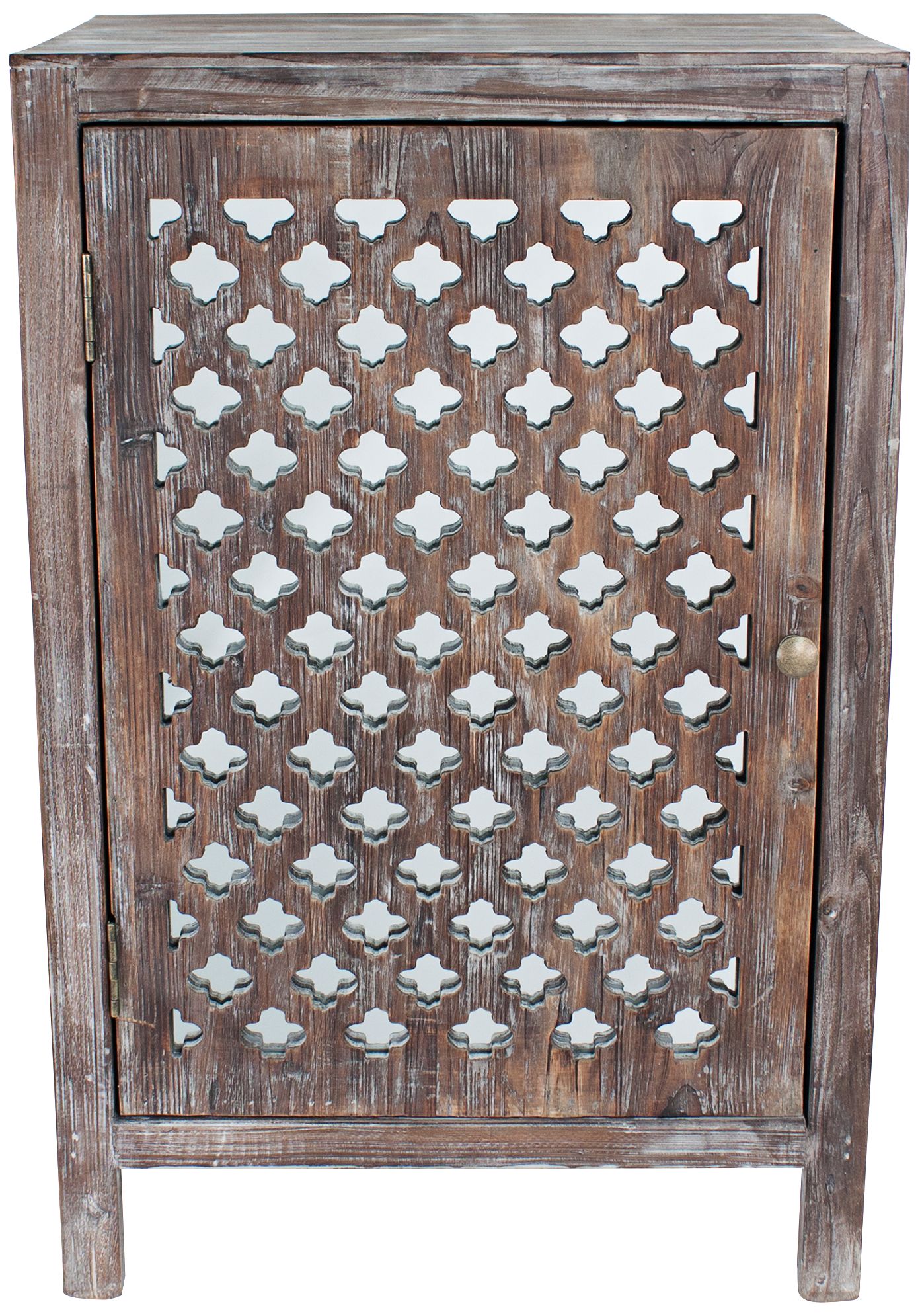 Udine 19 3/4" Wide Quatrefoil Mirror Storage End Table