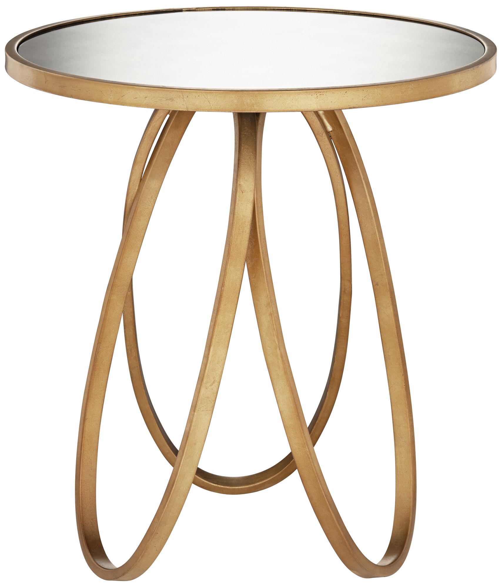 Montrez 24" Wide Glazed Gold Leaf Mirror Accent Table