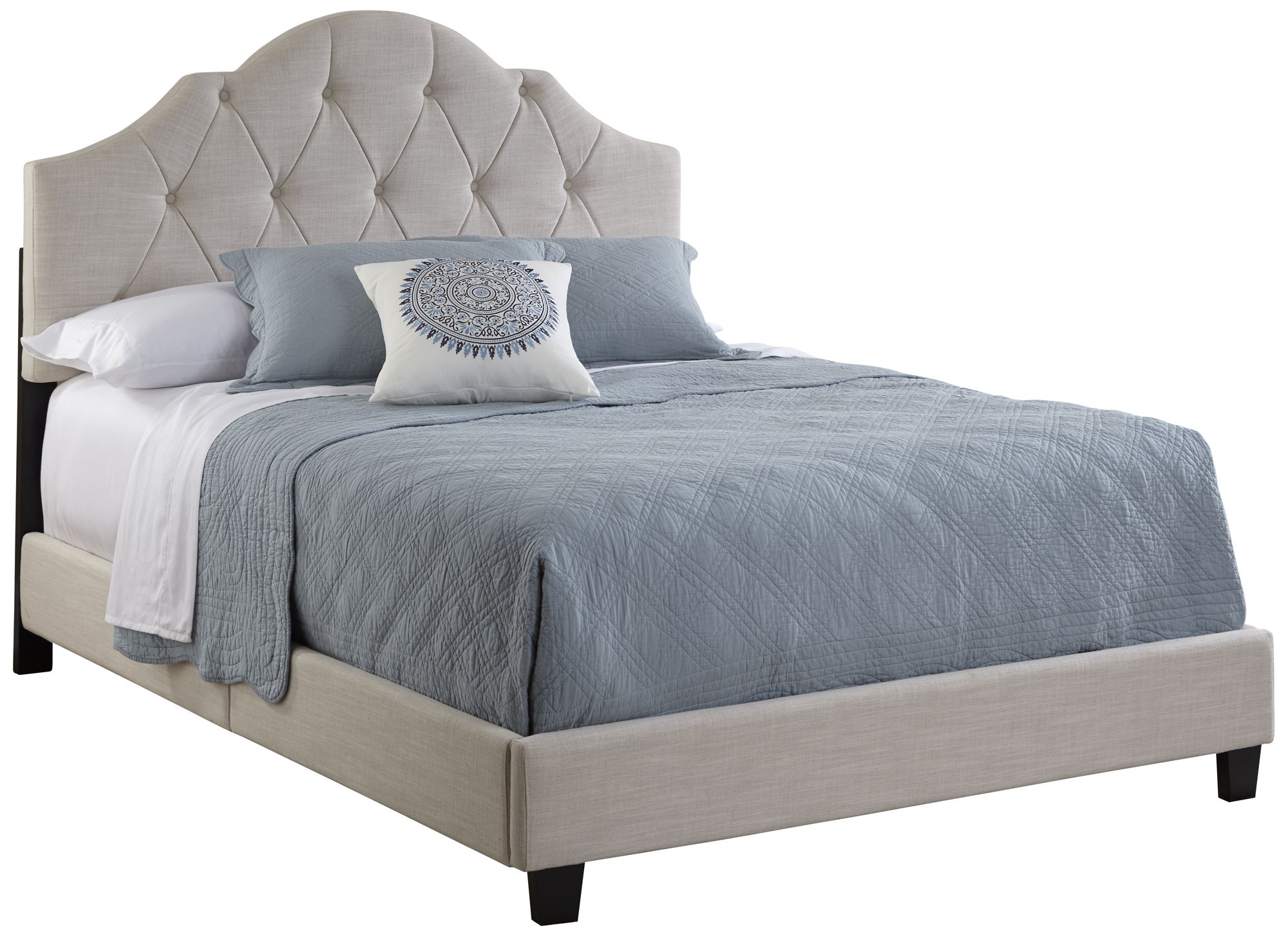 Faraday Cream Fabric Diamond-Tufted Queen Bed