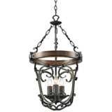 Madera 16 1/2&quot; Wide Black Iron Hand-Forged Pendant