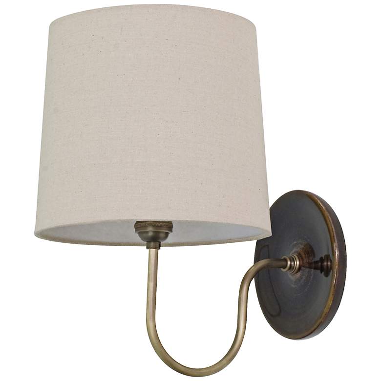 Image 1 House of Troy Scatchard Stoneware Brown Plug-In Wall Lamp