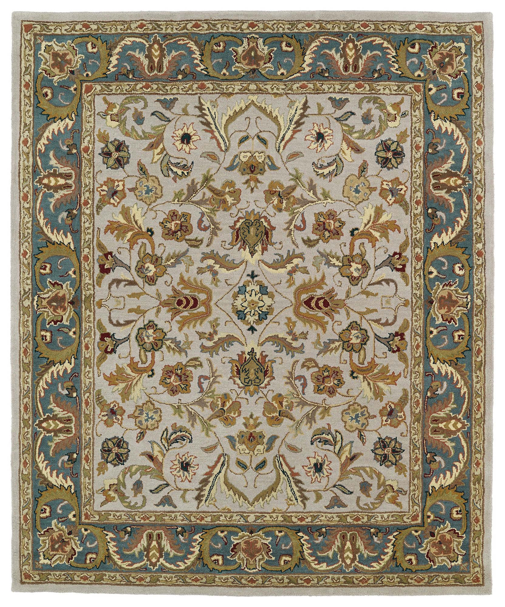 Kaleen Taj TAJ04-27 Taupe and Blue Wool Area Rug 