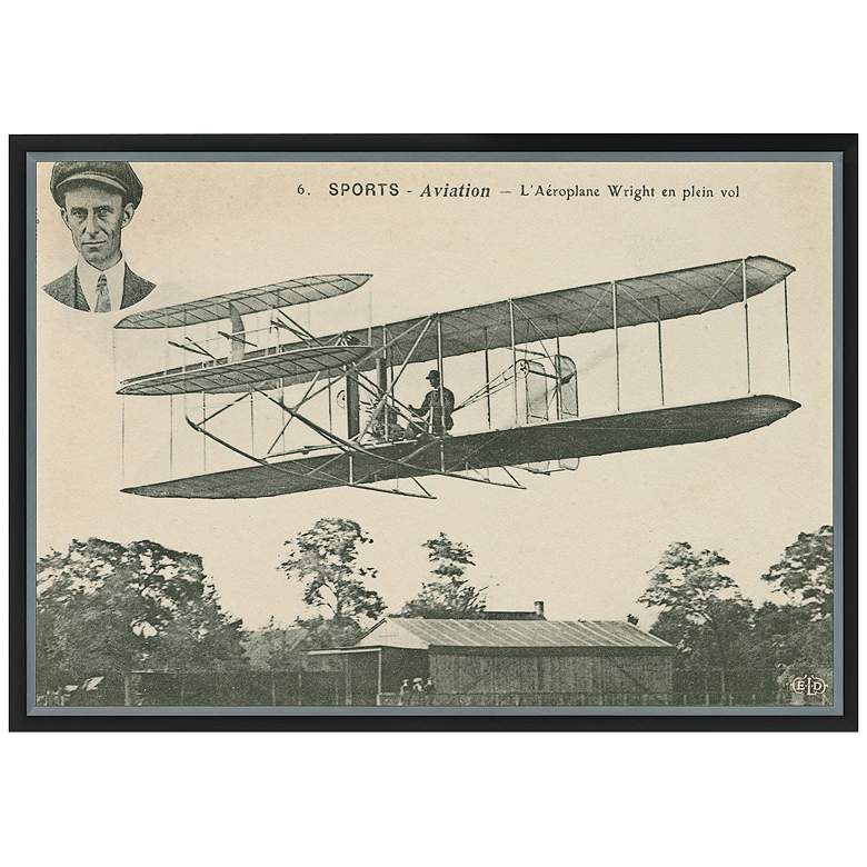 Wright Brothers Biplane I 36&quot; Wide Framed Canvas Wall Art