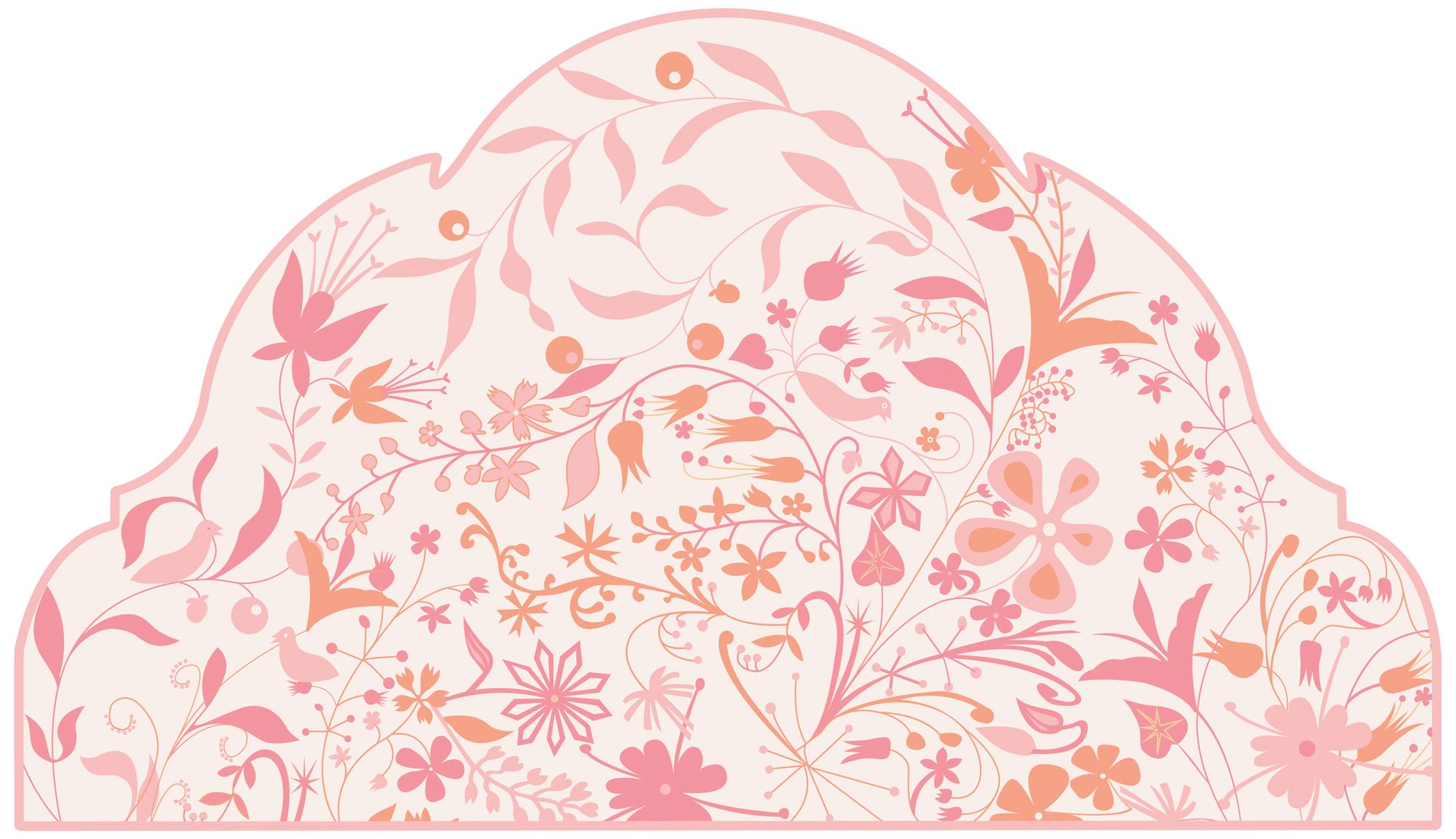Pink Garden 60" Wide Queen Headboard Removeable Wall Decal