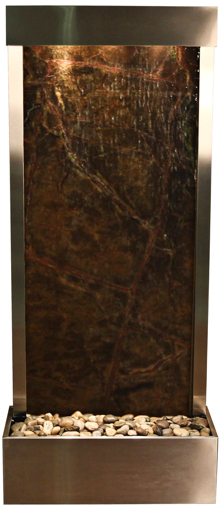 Harmony River Steel 70" High Indoor Green Marble Fountain