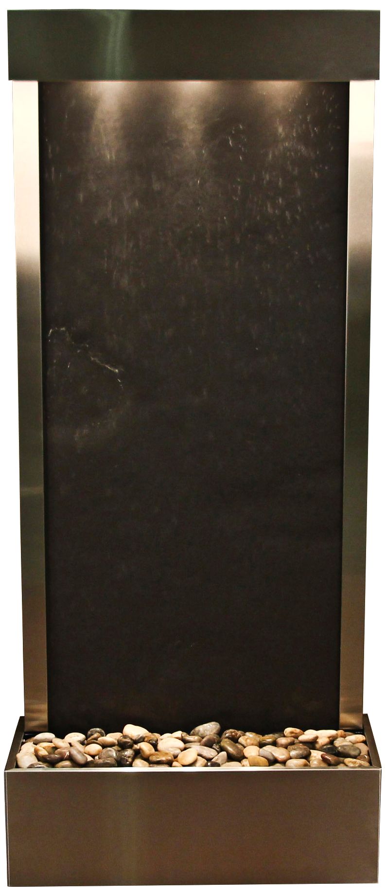 Harmony River 70" High Black Stone and Steel Modern Fountain