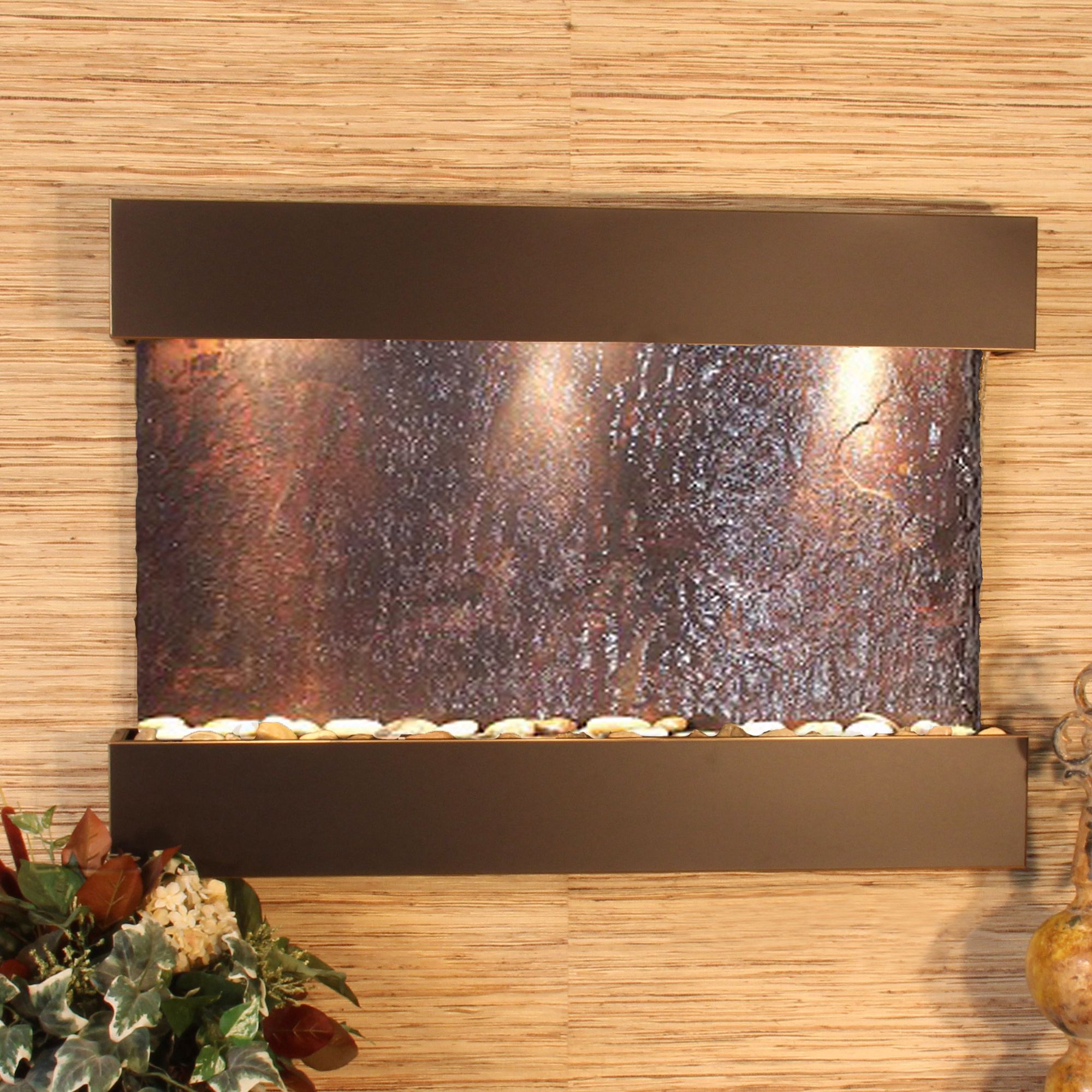 Reflection Creek Slate Blackened Copper 27"H Wall Fountain