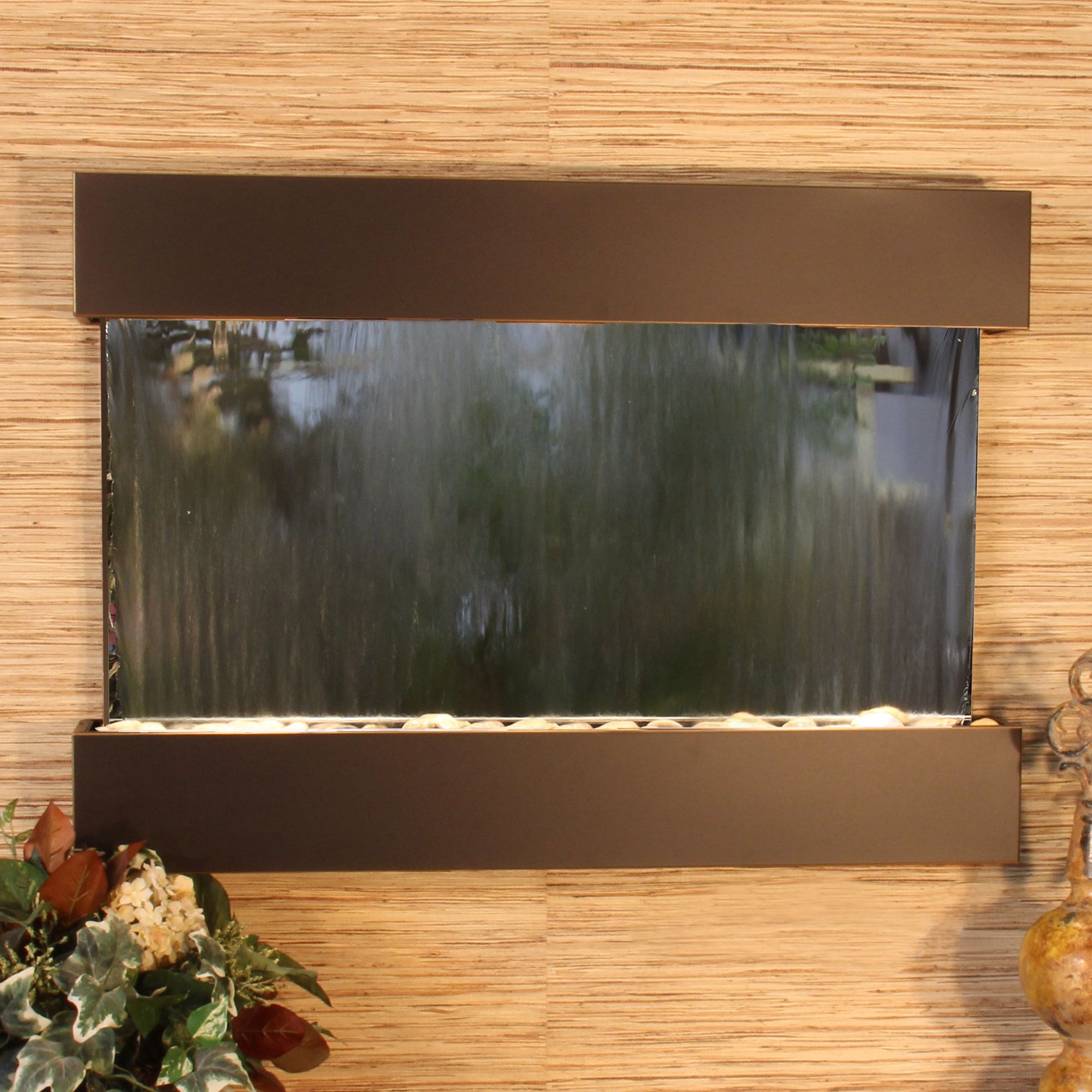 Reflection Creek 38" Blackened Copper Mirror Wall Fountain