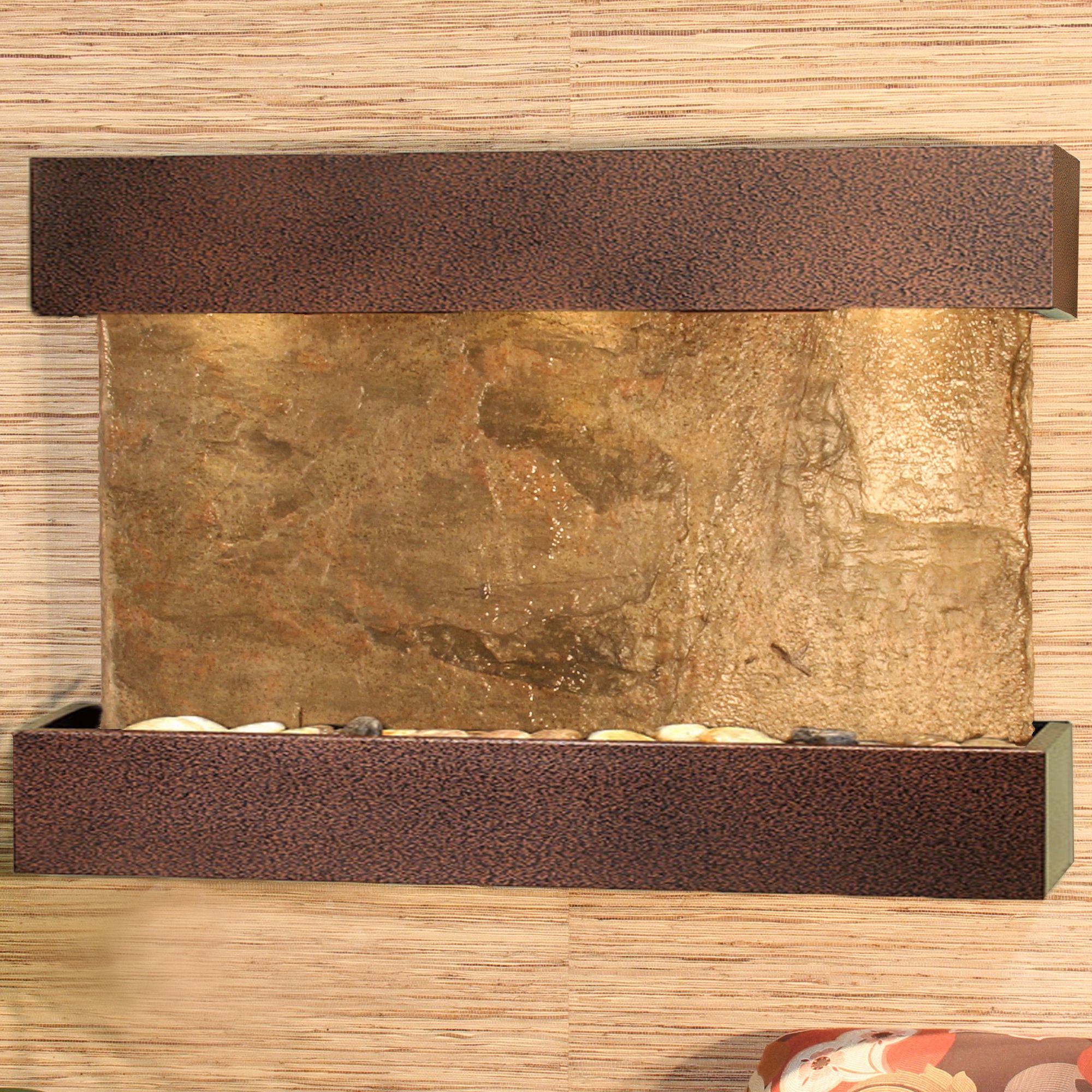 Reflection Creek Green Slate Copper Vein 27"H Wall Fountain