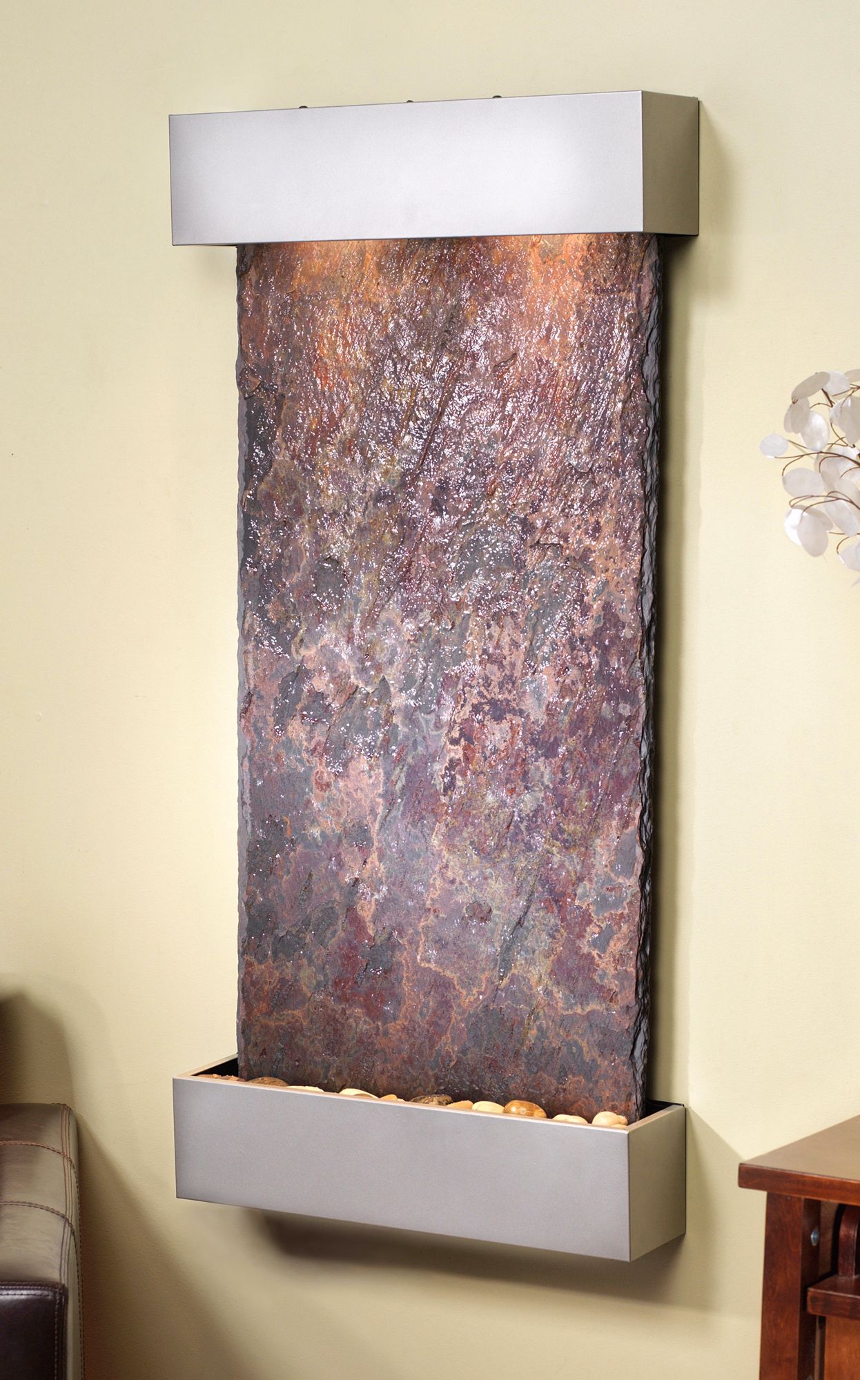 Whispering Creek Slate Silver 46" High Wall Fountain