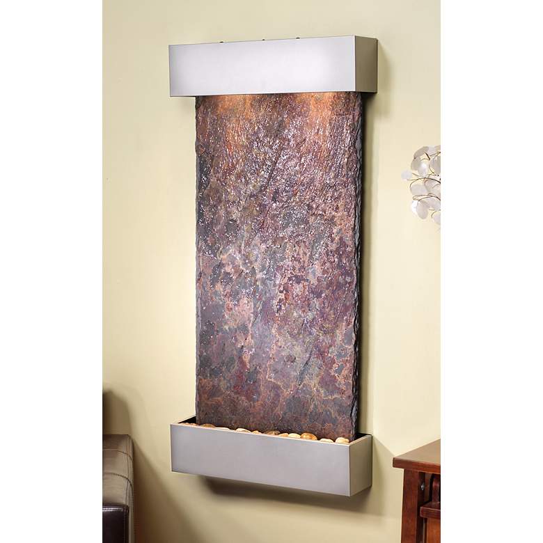 Whispering Creek Slate Silver 46&quot; High Wall Fountain