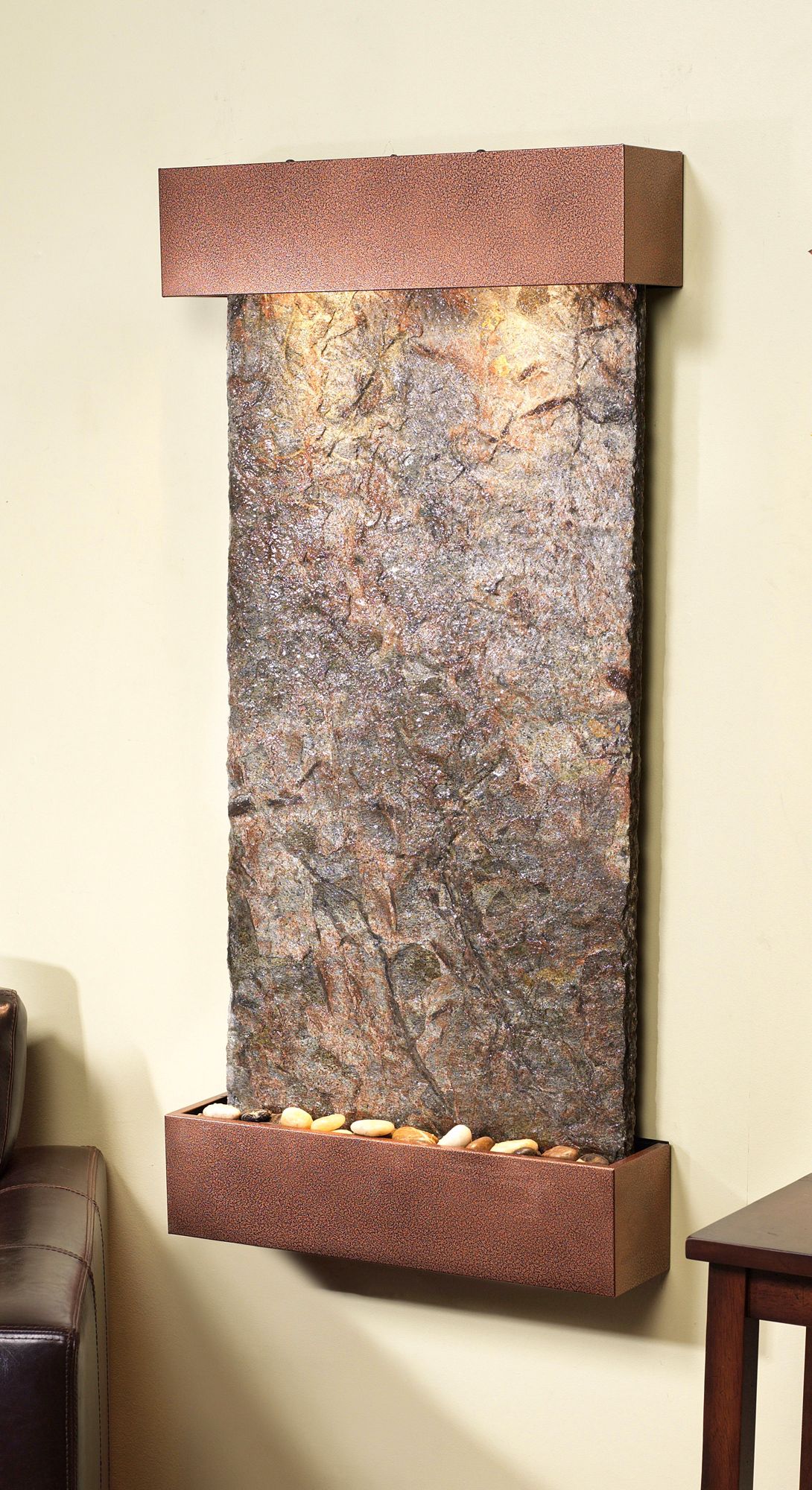 Whispering Creek 46" High Slate Wall Fountain with Light