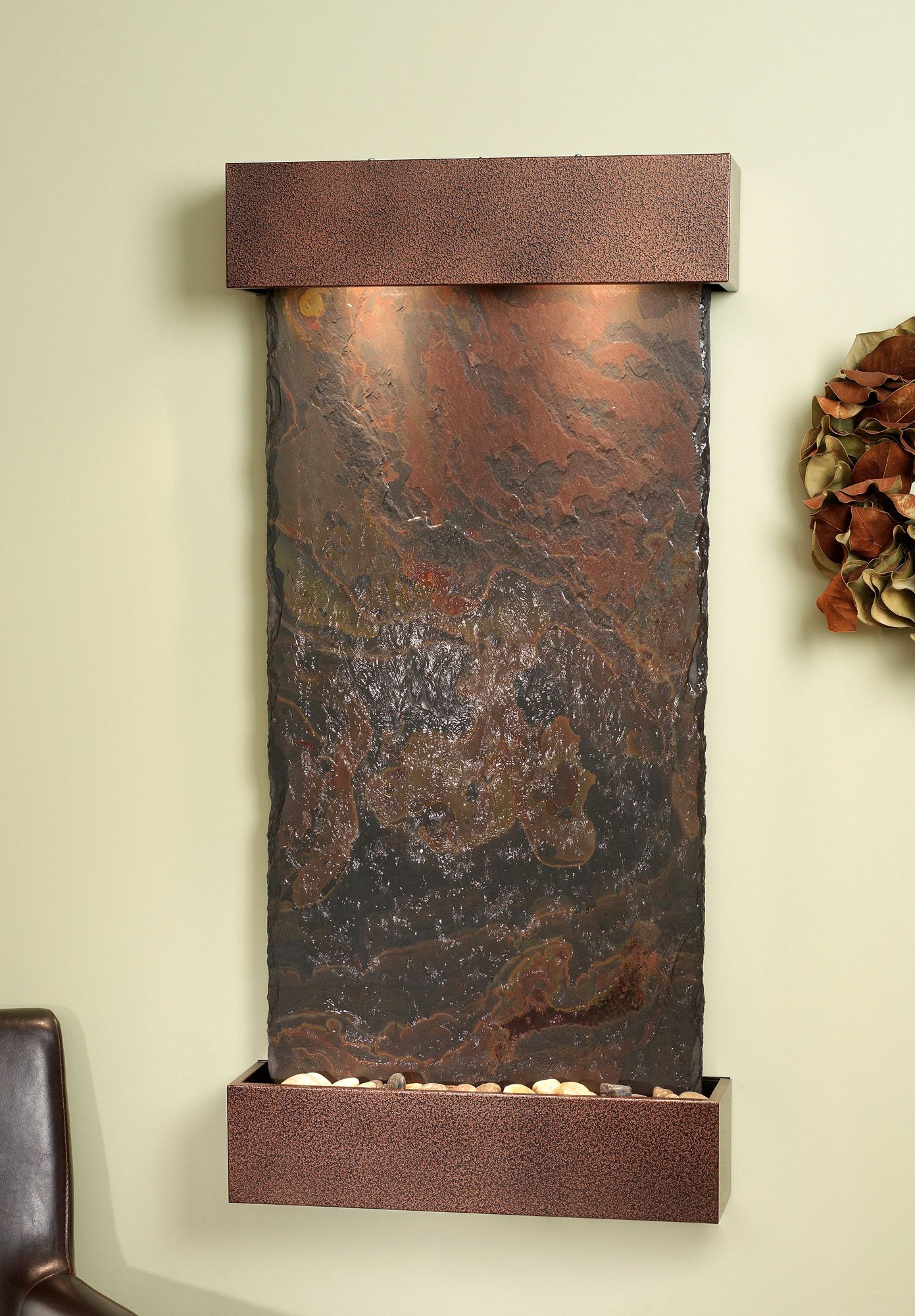 Whispering Creek 46" Slate and Copper Rustic Wall Fountain