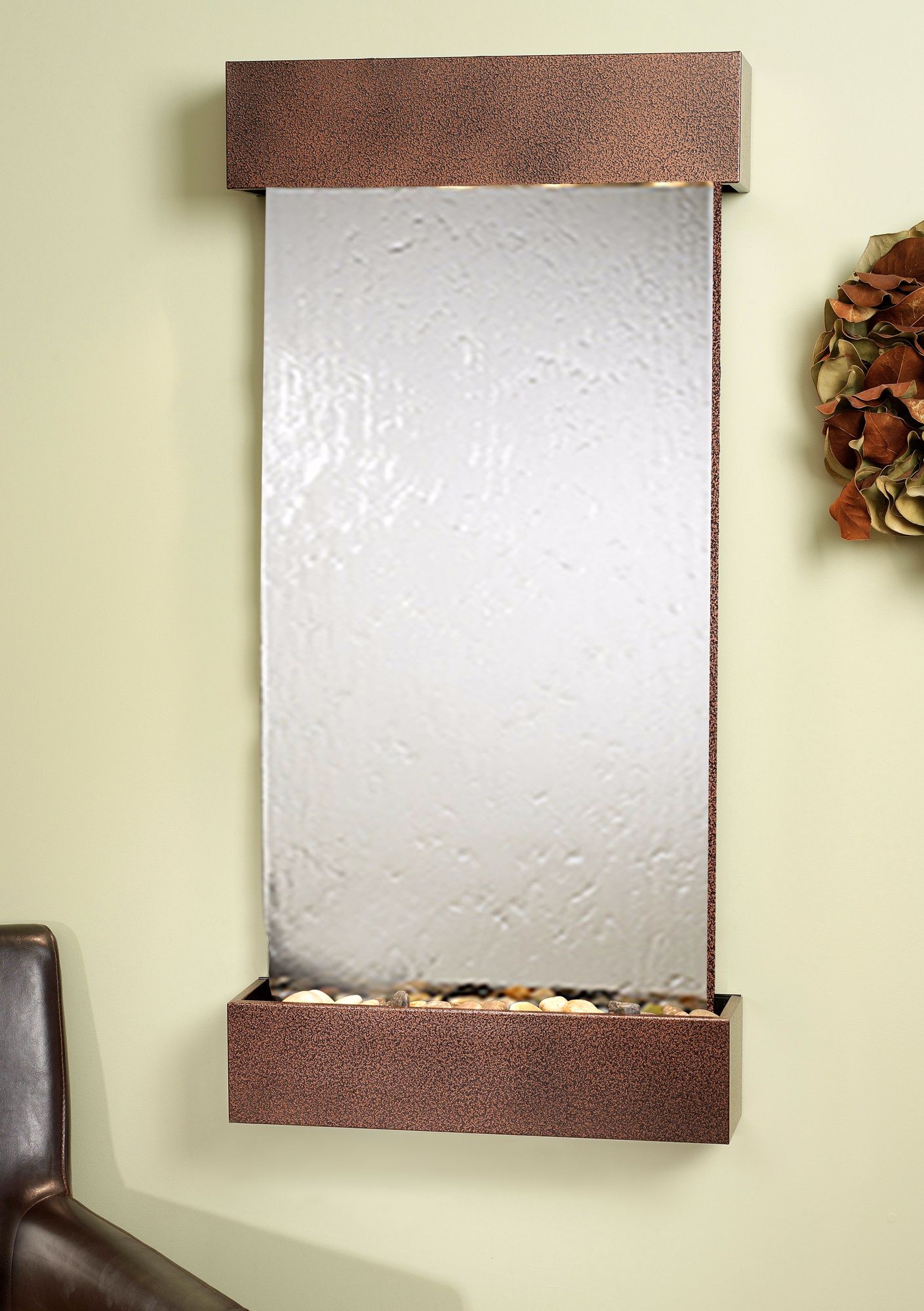 Whispering Creek Mirror Copper Vein 46" High Wall Fountain