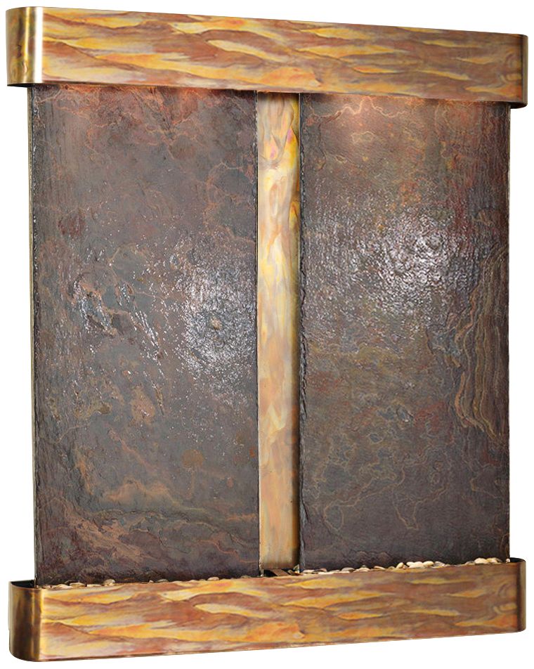 Cottonwood Falls Multicolor Round Copper 69"H Wall Fountain