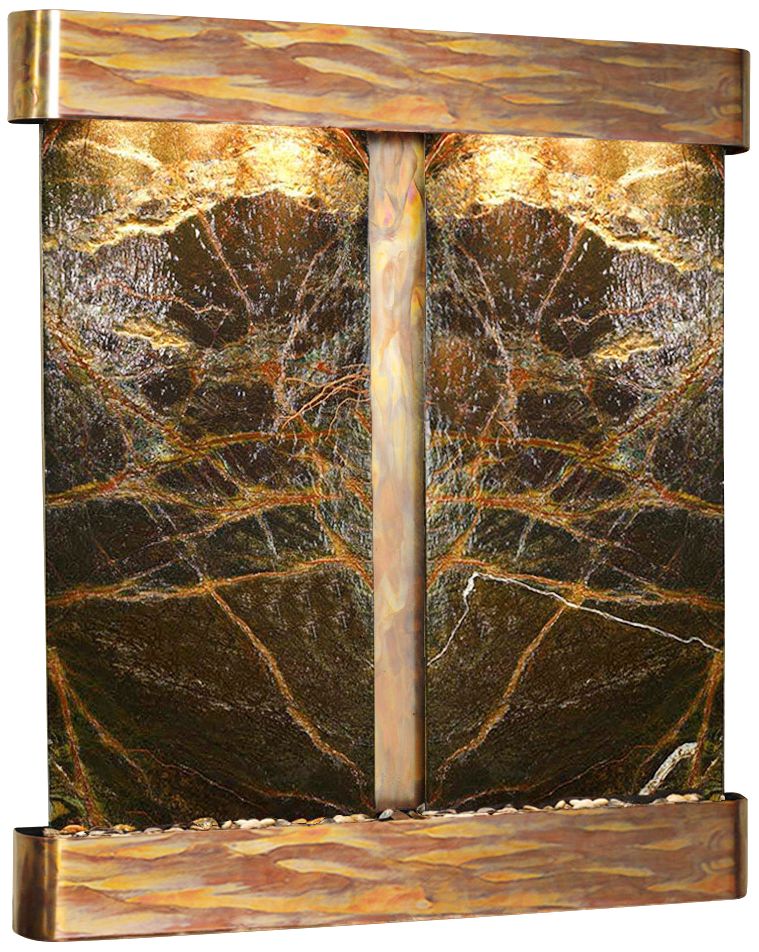 Cottonwood Falls 69" Green Marble and Copper Wall Fountain
