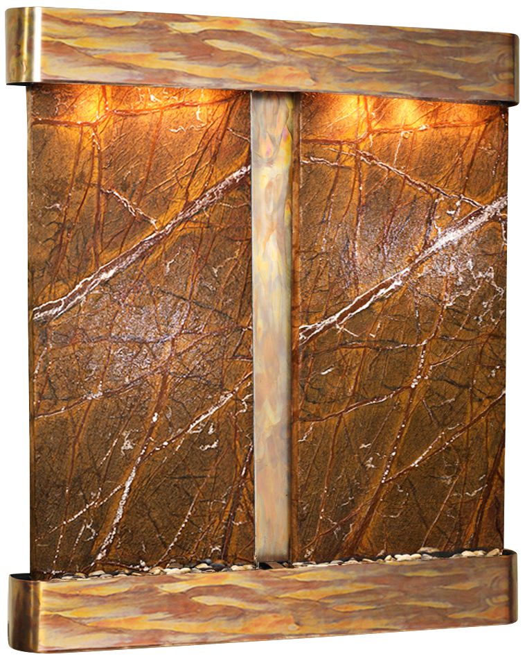Cottonwood Falls Brown Marble Round Copper Wall Fountain