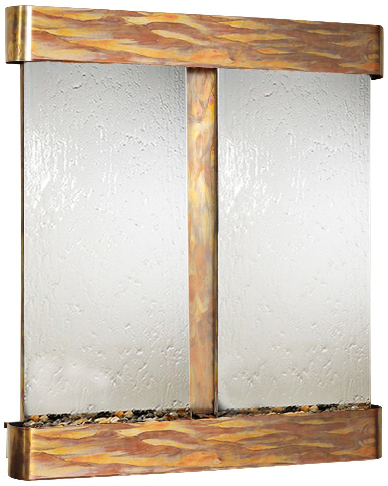 Cottonwood Falls Mirrored Round Copper 69"H Wall Fountain