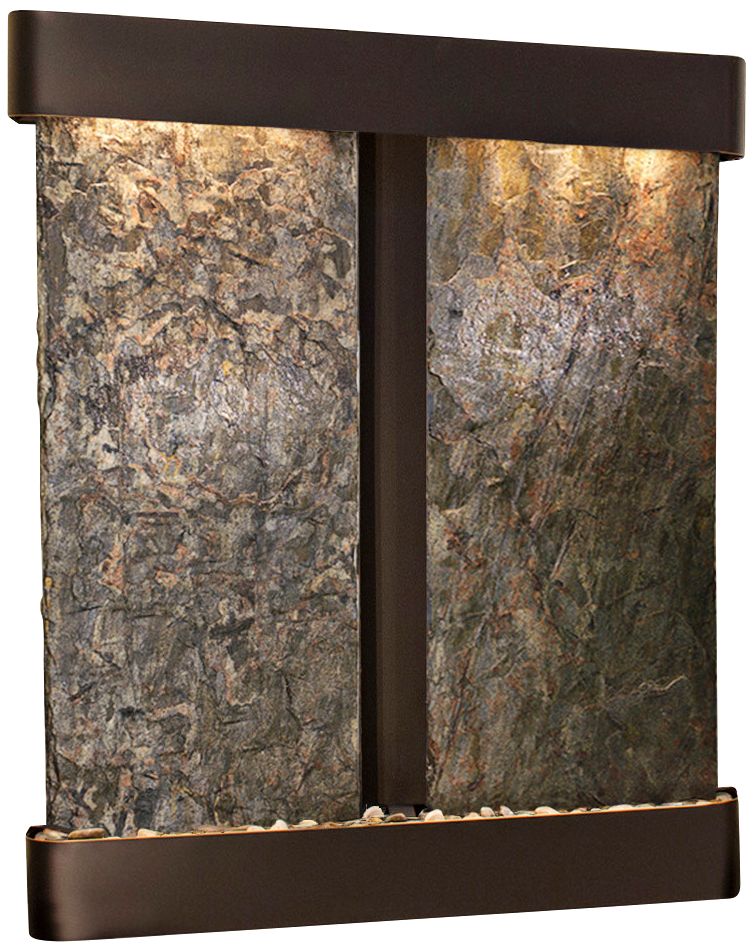 Cottonwood Falls Slate Blackened Round 69"H Wall Fountain