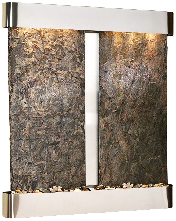 Cottonwood Falls Round Steel Green Slate 69"H Wall Fountain