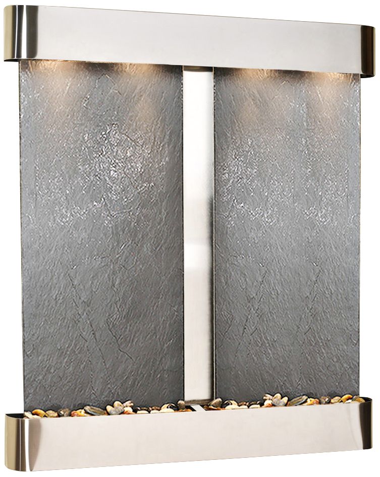 Cottonwood Falls 69"H Round Steel Black Stone Wall Fountain