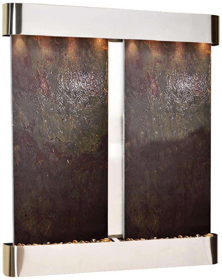 Cottonwood Falls Round Steel Featherstone 69"H Wall Fountain