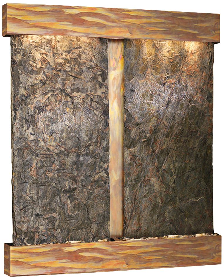 Cottonwood Falls Rustic Copper Green Slate Wall Fountain