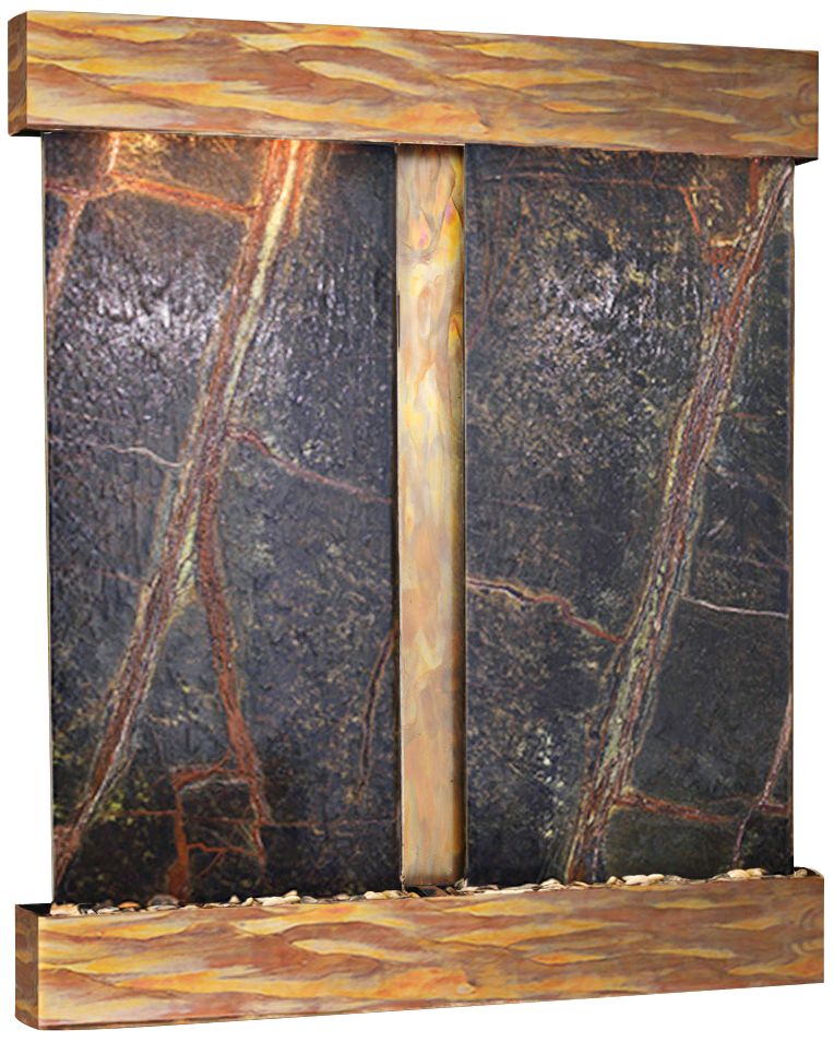 Cottonwood Falls Rustic Copper Green Marble Wall Fountain